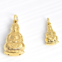 24 K Gold Color Plated Pendant Brass Guanyin 24K gold plated Buddhist jewelry nickel lead & cadmium free Approx 3mm Sold By Lot