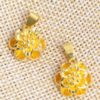 24 K Gold Color Plated Pendant Brass Flower 24K gold plated layered nickel lead & cadmium free Approx Sold By Lot