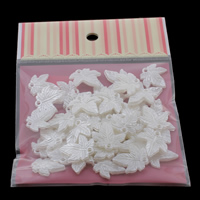 ABS plast pärla Hänge, Leaf, vit, 20x21x3mm, 100x170mm, Hål:Ca 1mm, 50PC/Bag, Säljs av Bag