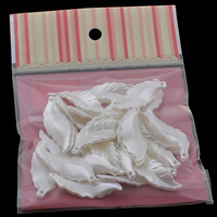 Pérolas de plástico ABS pingente, Folha, branco, 14x40x5mm, 100x170mm, Buraco:Aprox 1mm, 30PCs/Bag, vendido por Bag