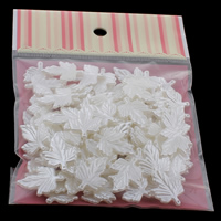 ABS plast pärla Hänge, Leaf, vit, 18x24x2mm, 100x170mm, Hål:Ca 0.5mm, 100PC/Bag, Säljs av Bag