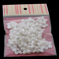 ABS Kunststoff Perlkappen, Blume, Nachahmung Perle, weiß, 21x6mm, 100x170mm, Bohrung:ca. 1mm, 50PCs/Tasche, verkauft von Tasche