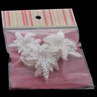 ABS Kunststoff Perlkappen, Blume, Nachahmung Perle, weiß, 46x56x6mm, 100x170mm, Bohrung:ca. 1.5mm, 5PCs/Tasche, verkauft von Tasche
