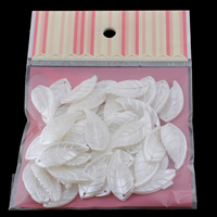 Pérolas de plástico ABS pingente, Folha, branco, 14x32x3mm, 100x170mm, Buraco:Aprox 1mm, 50PCs/Bag, vendido por Bag