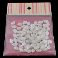 ABS műanyag gyöngyök, Levél növényen, utánzás gyöngy, fehér, 8x12x3mm, 100x170mm, Lyuk:Kb 1mm, 100PC-k/Bag, Által értékesített Bag