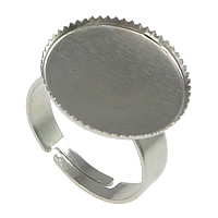 Messing Bezel Ring Base, platinum plated, verstelbaar, nikkel, lood en cadmium vrij, 17x19mm, Binnendiameter:Ca 16mm, Maat:7, 100pC's/Lot, Verkocht door Lot