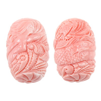 Giant Clam Beads, Fluted Giant, Oval, Carved, pink, 21x33mm, Hole:Approx 2.2mm, 10PCs/Lot, Sold By Lot