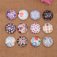 Glass Cabochons Flat Round time gem jewelry & mixed pattern & DIY & flat back & decal Sold By Lot