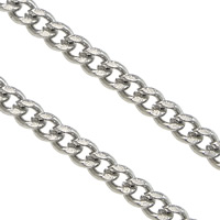 Nehrđajućeg čelika Curb Chain, Nehrđajući čelik, rubnik lanac, izvorna boja, 2.80x2x0.60mm, 100m/Lot, Prodano By Lot
