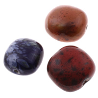 Glasierte Porzellan Perlen, Quadrat, glaciert, gemischte Farben, 29-30mm, 27-31mm, Bohrung:ca. 5mm, 100PCs/Tasche, verkauft von Tasche