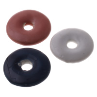 Glaserede porcelænsperler, Porcelæn, Donut, glaseret, blandede farver, 30-31mm, Hole:Ca. 6mm, 100pc'er/Bag, Solgt af Bag