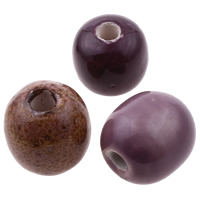Perles en porcelaine émaillées, ovale, vernissé, couleurs mélangées, 19-21mm, 18-22mm, Trou:Environ 5mm, 100PC/sac, Vendu par sac