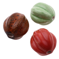 Glasierte Porzellan Perlen, Laterne, glaciert, gewellt, gemischte Farben, 27-28mm, 26-30mm, Bohrung:ca. 3mm, 100PCs/Tasche, verkauft von Tasche