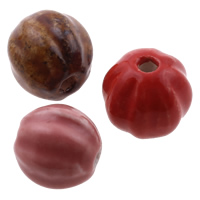 Glasierte Porzellan Perlen, Laterne, glaciert, gewellt, gemischte Farben, 16-17mm, 17-18mm, Bohrung:ca. 3mm, 100PCs/Tasche, verkauft von Tasche
