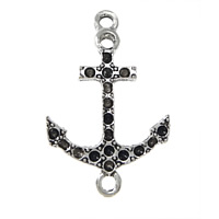 Zinc Alloy Connector Setting Anchor antique silver color plated nautical pattern & 1/1 loop nickel lead & cadmium free Approx 2mm Inner Approx 1mm Sold By Lot