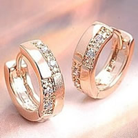 Gets® sieraden Earring, Messing, rose goud plated, micro pave zirconia, nikkel, lood en cadmium vrij, 4x13mm, Verkocht door pair