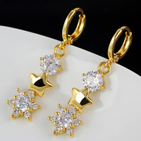 Gets® Jewelry Earring Brass Flower 18K gold plated with cubic zirconia nickel lead & cadmium free Sold By Pair