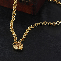 Collar de la joyería Gets®, metal, Corazón, chapado en oro de 18 K, cadena Rolo & hueco, libre de níquel, plomo & cadmio, 7mm, 19mm, Vendido para aproximado 22 Inch Sarta