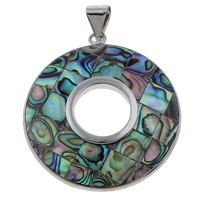 Natural Mosaic Shell Pendants Abalone Shell with Freshwater Shell & Zinc Alloy Donut platinum color plated Approx Sold By Bag