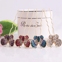 Zinc Alloy Hair Pins with iron pin Butterfly gold color plated with rhinestone mixed colors nickel lead & cadmium free Sold By Lot