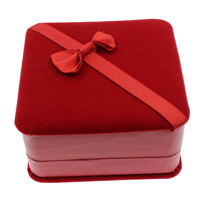 Velveteen Armbånd Box, med Pap & Grosgrain bånd, Square, rød, 95x48mm, 10pc'er/Bag, Solgt af Bag