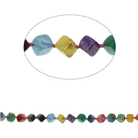 Natuurlijke Crackle Agaat parels, Kubus, gemengde kleuren, 16x16x14mm, Gat:Ca 1mm, Ca 20pC's/Strand, Per verkocht Ca 15.7 inch Strand