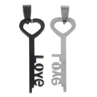 Stainless Steel Couple Pendants Key word love plated for couple & two tone Approx Sold By Bag