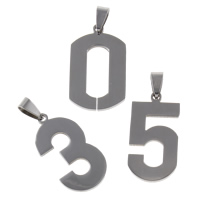 Stainless Steel Pendants, Number, different styles for choice, original color, Hole:Approx 4x8mm, 10PCs/Bag, Sold By Bag