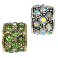 Zinc Alloy Large Hole Bead Column plated with rhinestone nickel lead & cadmium free Approx 6mm Sold By Lot