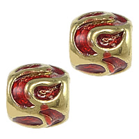 Zinc Alloy European Beads Column gold color plated without troll & enamel red nickel lead & cadmium free Approx 5mm Sold By Lot