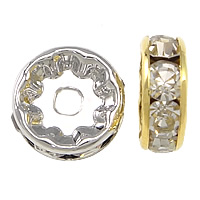 Rhinestone Spacers Brass Rondelle plated & with rhinestone nickel lead & cadmium free Sold By Lot