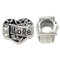 Zinc Alloy European Beads Heart word love antique silver color plated without troll nickel lead & cadmium free Approx 4.5mm Sold By Lot