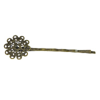 Brass Hair Clip Findings Flower antique bronze color plated nickel lead & cadmium free Sold By Lot