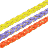 Koža kabel, PU, dvije obojene vezanjem & u obliku pletenice, više boja za izbor, 6x2mm, 50m/Torba, Prodano By Torba
