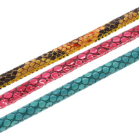 Het Koord van het leer, PU, slangenhuid patroon, meer kleuren voor de keuze, 7x5mm, 100m/Bag, Verkocht door Bag