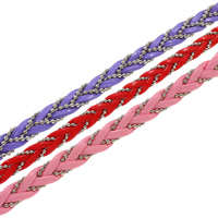 Koža kabel, PU, s željeza lanac, platine boja pozlaćen, u obliku pletenice, više boja za izbor, 7x3mm, 50m/Torba, Prodano By Torba