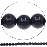 Blue Goldstone Beads, Ronde, natuurlijk, verschillende grootte voor keus, Gat:Ca 1mm, Lengte Ca 15 inch, Verkocht door Bag