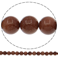 Goldstone Pärlor, Rund, naturlig, olika storlek för val, Hål:Ca 1mm, Längd Ca 15 inch, Säljs av Bag