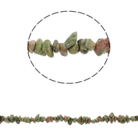 Perline Unakite, verde fiore, Pepite, 5-8mm, Foro:Appross. 0.8mm, Appross. 260PC/filo, Venduto per Appross. 34.6 pollice filo