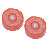 Polymer Clay Gyöngyök, Lapos kerek, kézi, vöröses-narancs, 10x10x4mm, Lyuk:Kb 1mm, 500PC-k/Bag, Által értékesített Bag