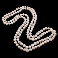 Natural Freshwater Pearl Long Necklace, Baroque, white, 10-11mm, Sold Per Approx 62.5 Inch Strand