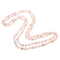 Natūralių gėlo vandens perlų ilgai karoliai, Barokas, natūralus, multi-colored, 9-10mm, Parduota už Apytiksliai 62.5 Inch Strand
