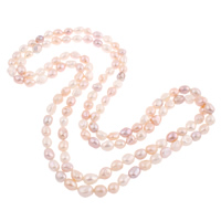 Natural Freshwater Pearl Long Necklace, Baroque, multi-colored, 10-11mm, Sold Per Approx 62.5 Inch Strand
