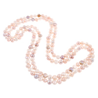 Prirodni slatkovodni biser ogrlica, Slatkovodni Pearl, Barok, prirodan, multi-boji, 10-11mm, Prodano Per Približno 62.5 inčni Strand