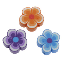 Polymer Clay perle, Cvijet, ručno izrađen, miješana boja, 15x15x5mm, Rupa:Približno 1.5mm, 100računala/Torba, Prodano By Torba
