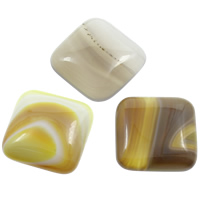 Streifen Achat Cabochon, Quadrat, flache Rückseite, gelb, 25x6mm, 50PCs/Tasche, verkauft von Tasche