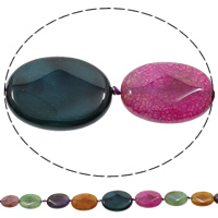 Naturlig Drage Veins Agate perler, Flad Oval, gradueret perler, blandede farver, 15-30mm, 20-40mm, Hole:Ca. 1mm, Længde Ca. 19.5 inch, 5Strands/Bag, Ca. 17pc'er/Strand, Solgt af Bag