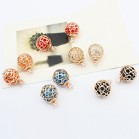 Double Faced Stud Earring Zinc Alloy with Crystal stainless steel post pin Round gold color plated with rhinestone mixed colors nickel lead & cadmium free Sold By Bag