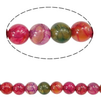 Naturlig Drage Veins Agate perler, Runde, flerfarvede, 6mm, Hole:Ca. 1mm, Længde Ca. 15 inch, 20Strands/Lot, Ca. 63pc'er/Strand, Solgt af Lot