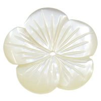 Natural White Shell Perler, Flower, 18x3mm, Hole:Ca. 1.5mm, 10pc'er/Bag, Solgt af Bag